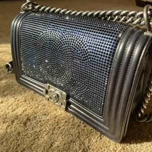 Vintage Chanel Boyfriend Handbag with Swarovski Crystals